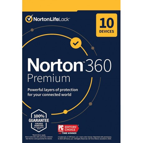 Norton 360 Premium 2021 (10 Device) 1 Year