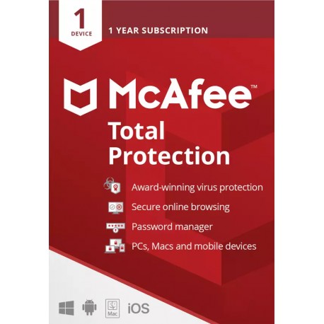 McAfee Total Protection 1 Device 1 Year Subscription