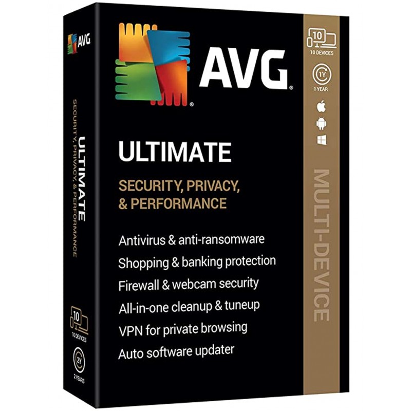 AVG Ultimate 2021 10 Device, Antivirus, Security Tuneup & VPN